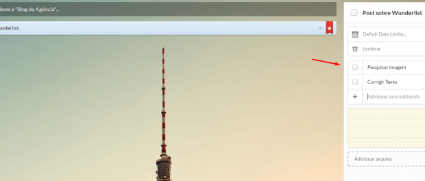 Wunderlist - adicionando subtarefas