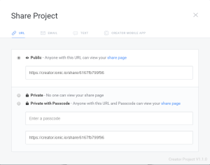 Compartilhar app - Ionic Creator